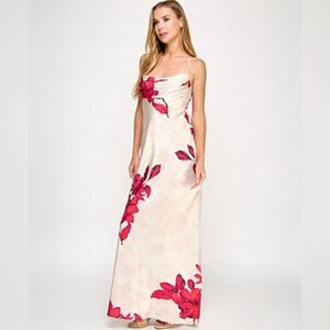 Seni &‎ Cade Luxe Floral Special Occasion Gown in Cream and Red.  NWT